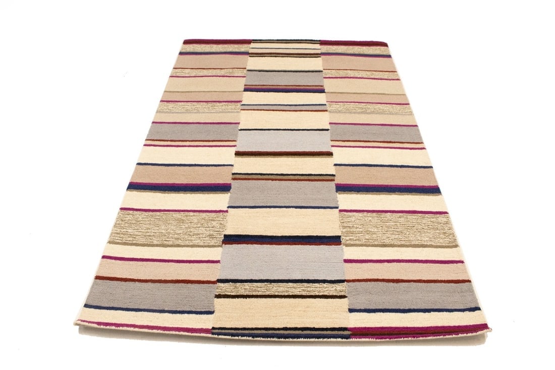 Multicolored Stripes 5X8 Hand-Tufted Modern Rug - 6
