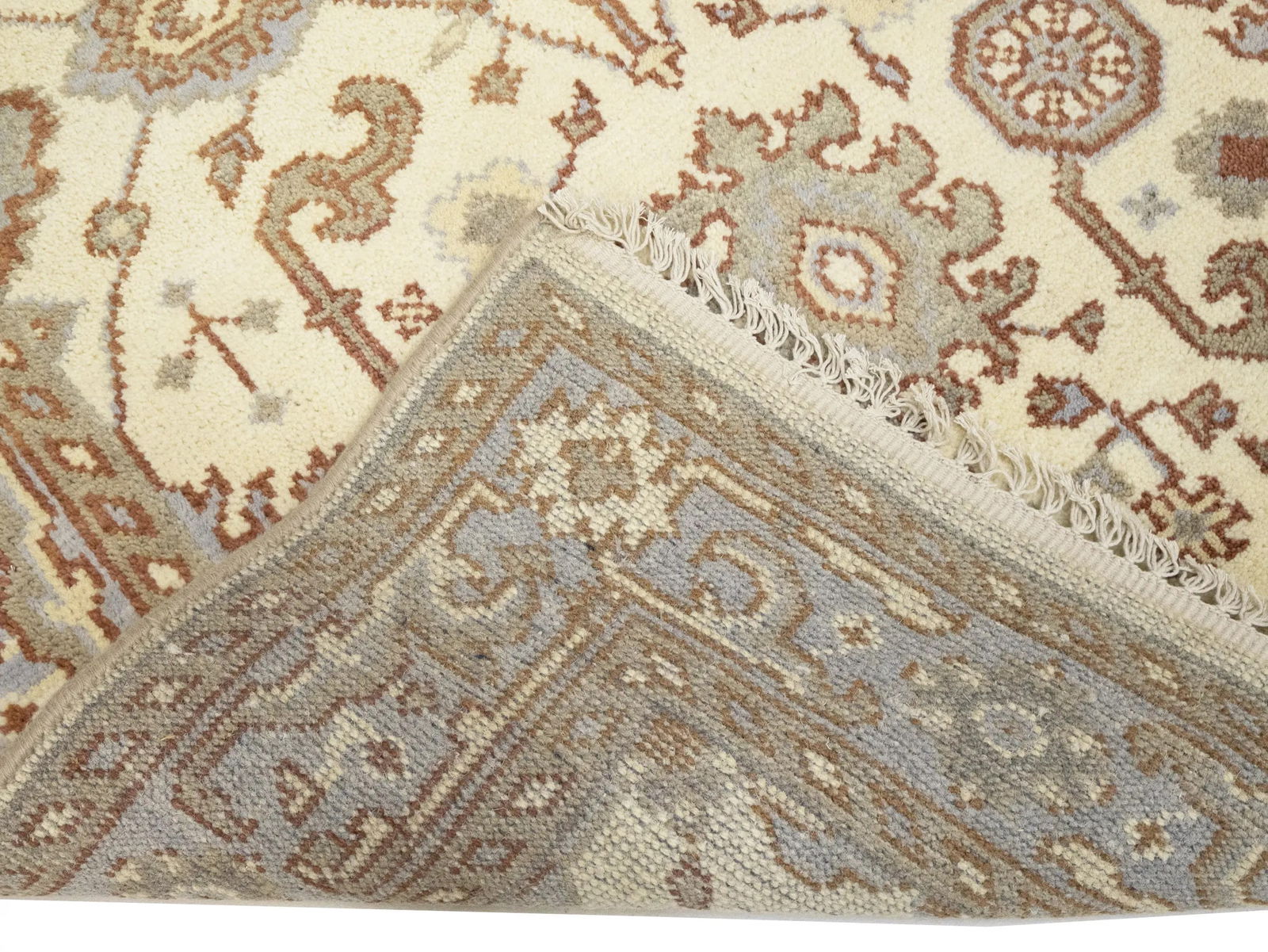 Muted Cream Floral 4X6 Oushak Chobi Oriental Rug - 12