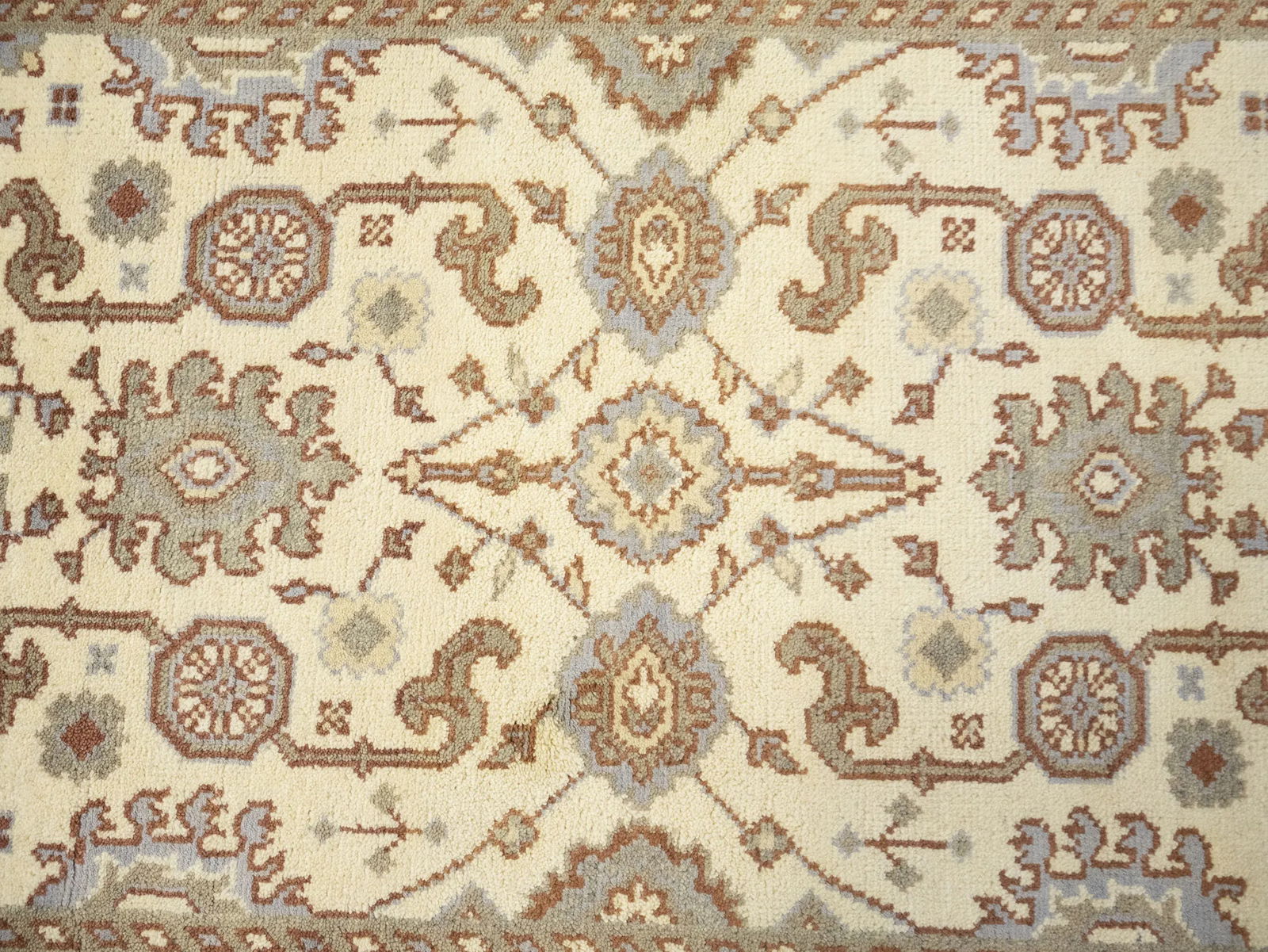 Muted Cream Floral 4X6 Oushak Chobi Oriental Rug - 6