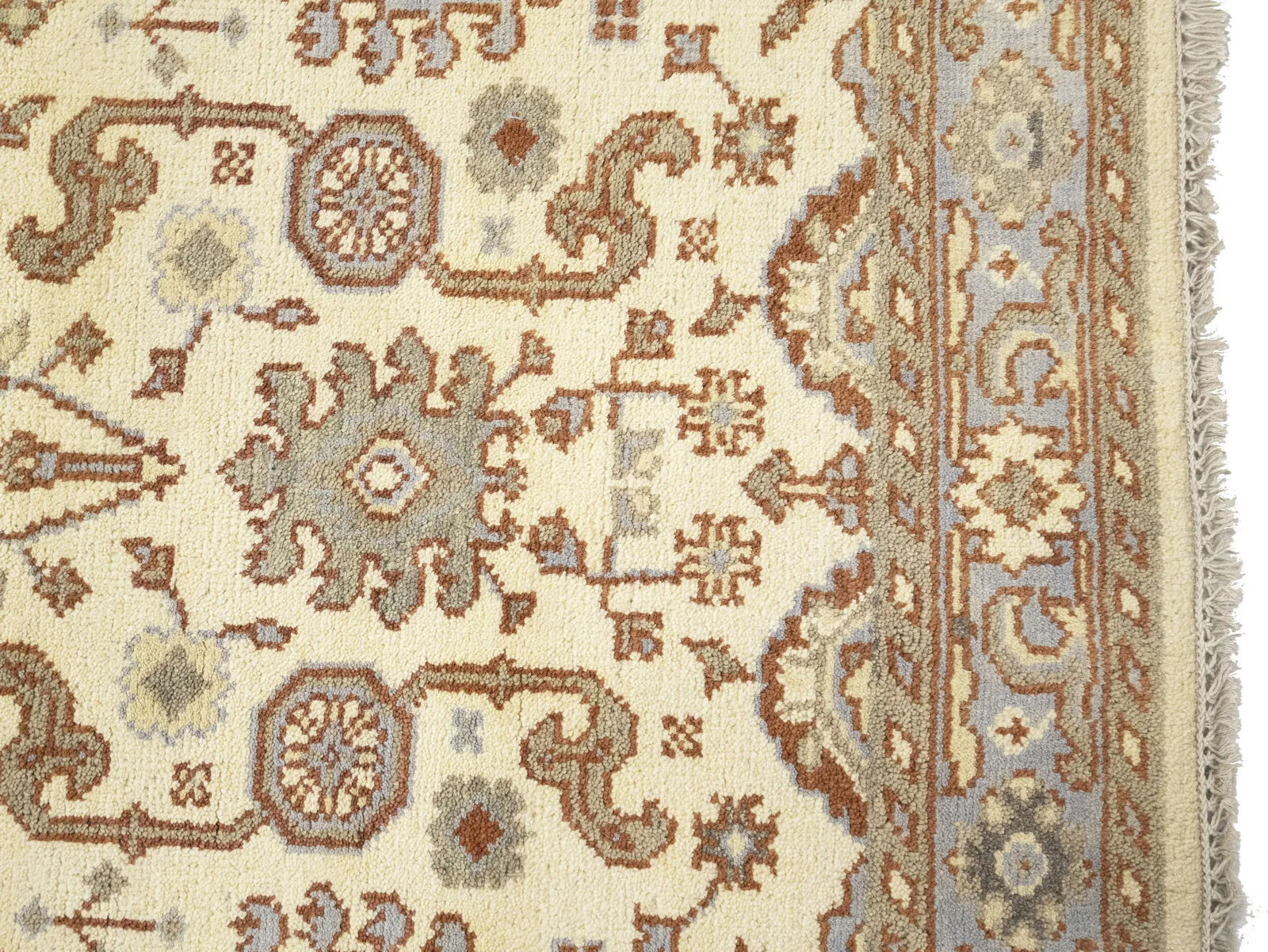 Muted Cream Floral 4X6 Oushak Chobi Oriental Rug - 8