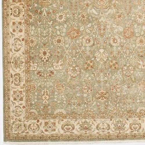 Hand Knotted Indo-Tabriz Sage Green Wool New Oriental Rug Carpet 8'11" x 11'8" - 6