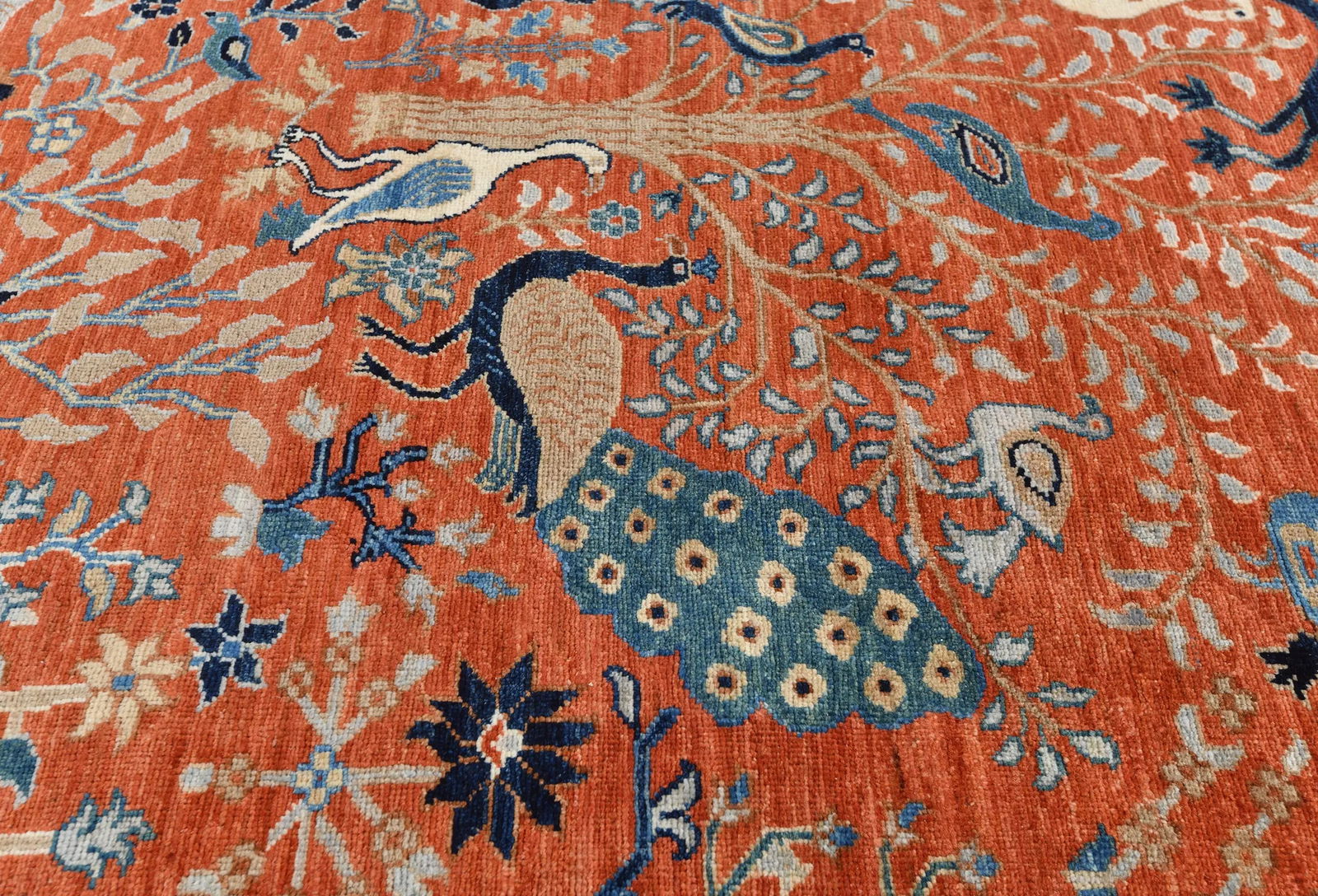 Orange Pictorial Tribal 9X12 Oushak Oriental Rug - 13