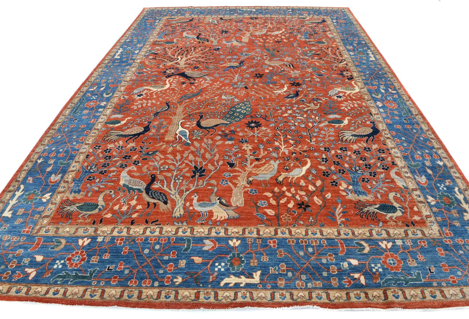 Orange Pictorial Tribal 9X12 Oushak Oriental Rug - 3