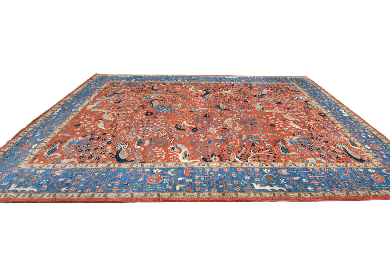 Orange Pictorial Tribal 9X12 Oushak Oriental Rug - 4