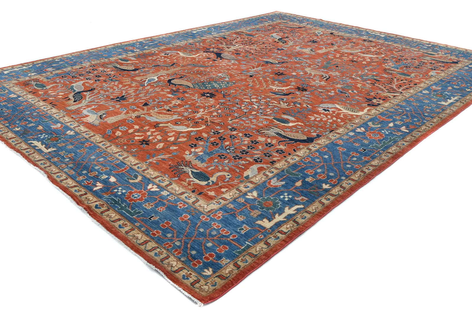 Orange Pictorial Tribal 9X12 Oushak Oriental Rug - 5