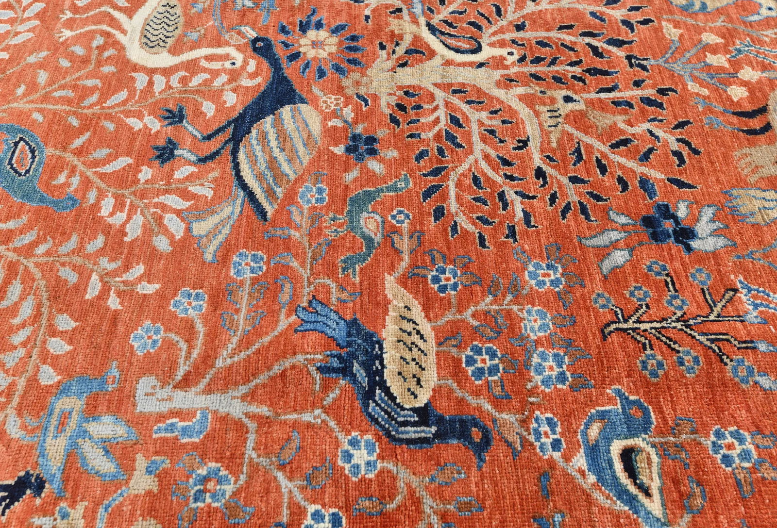 Orange Pictorial Tribal 9X12 Oushak Oriental Rug - 6