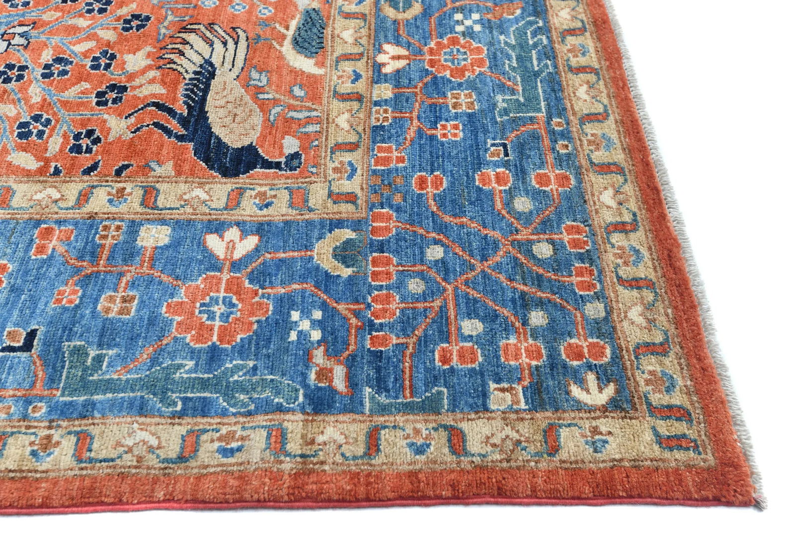 Orange Pictorial Tribal 9X12 Oushak Oriental Rug - 8