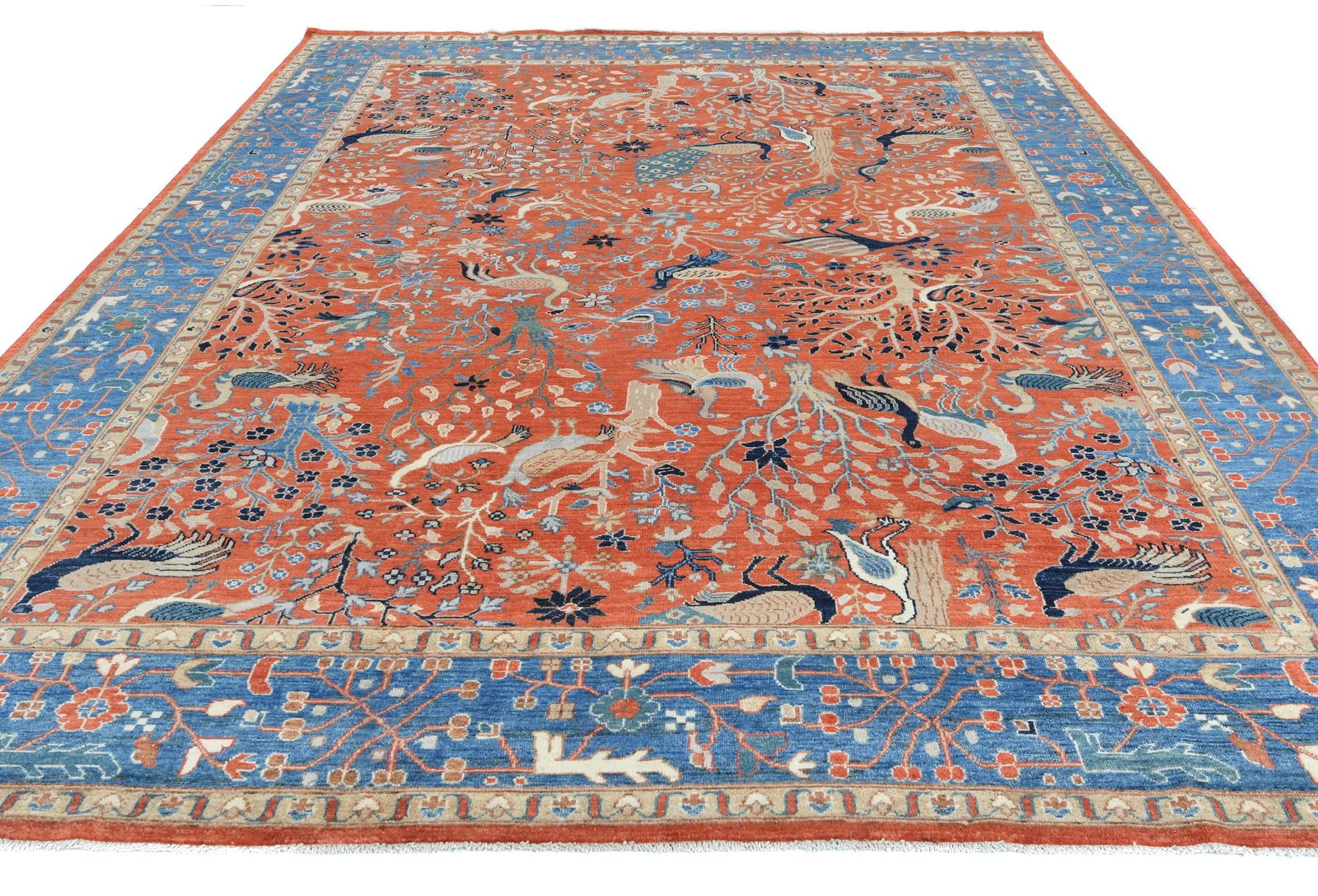 Orange Pictorial Tribal 9X12 Oushak Oriental Rug - 9