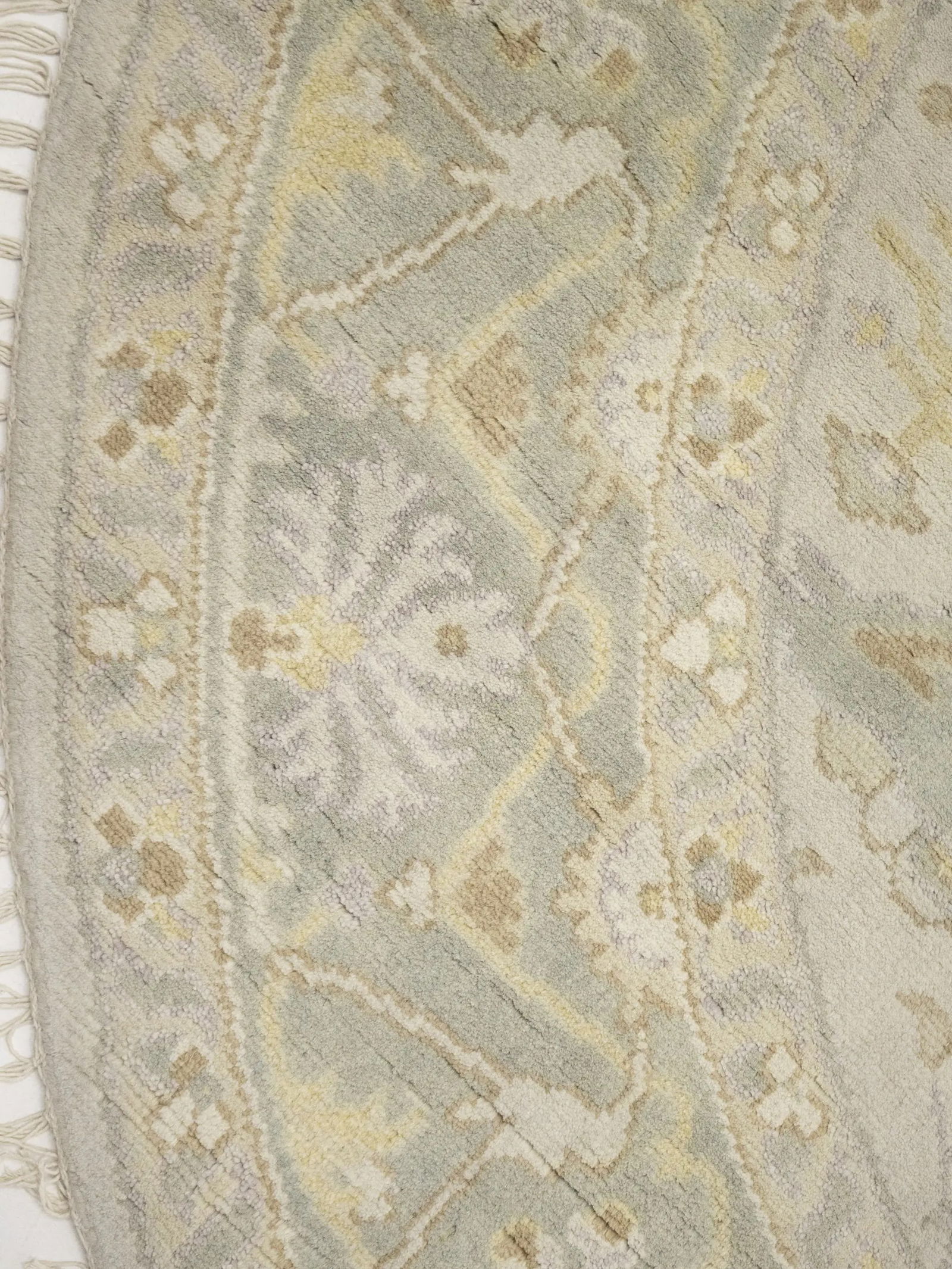 Muted Cream Floral Transitional 8X8 Oushak Chobi Oriental Round Rug - 10