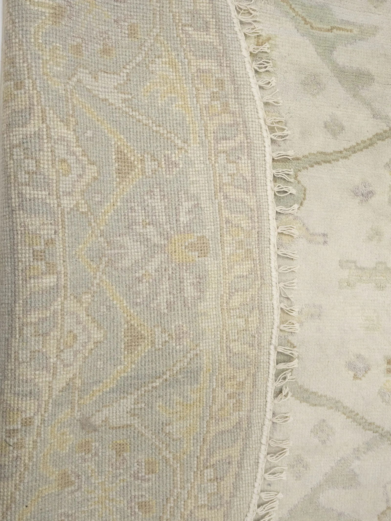 Muted Cream Floral Transitional 8X8 Oushak Chobi Oriental Round Rug - 12