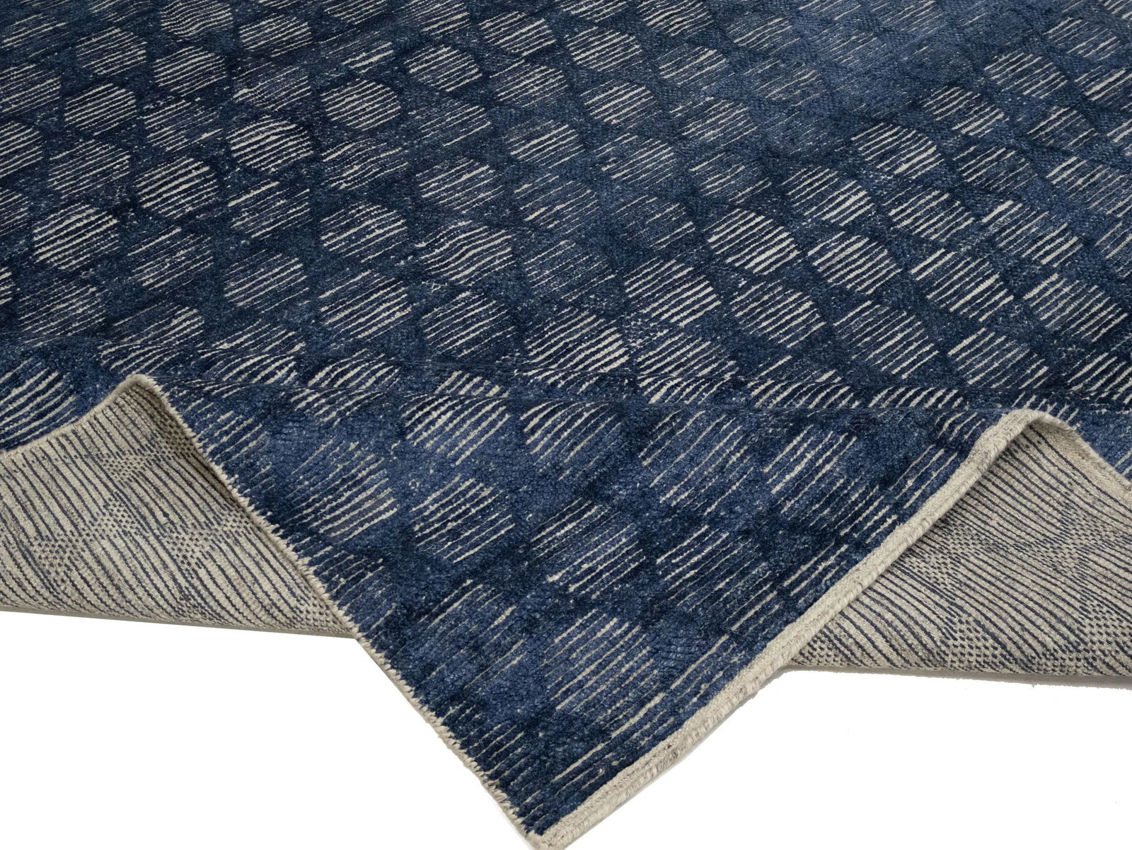 Dark Navy Geometric 8X10 Modern Oriental Rug - 12