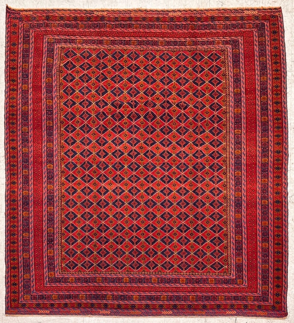 Hand-Knotted Balouch Tribal Wool Geometric Afghan Oriental Area Rug 6'11" x 9'1" - 13