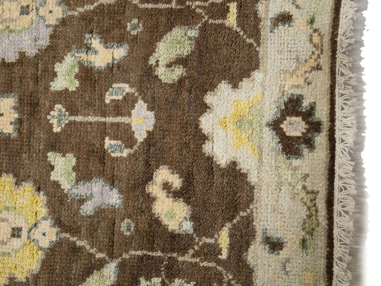 Muted Brown Floral 3X12 Transitional Oushak Chobi Oriental Runner Rug - 11