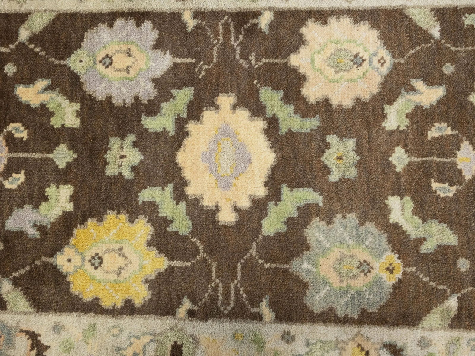 Muted Brown Floral 3X12 Transitional Oushak Chobi Oriental Runner Rug - 13
