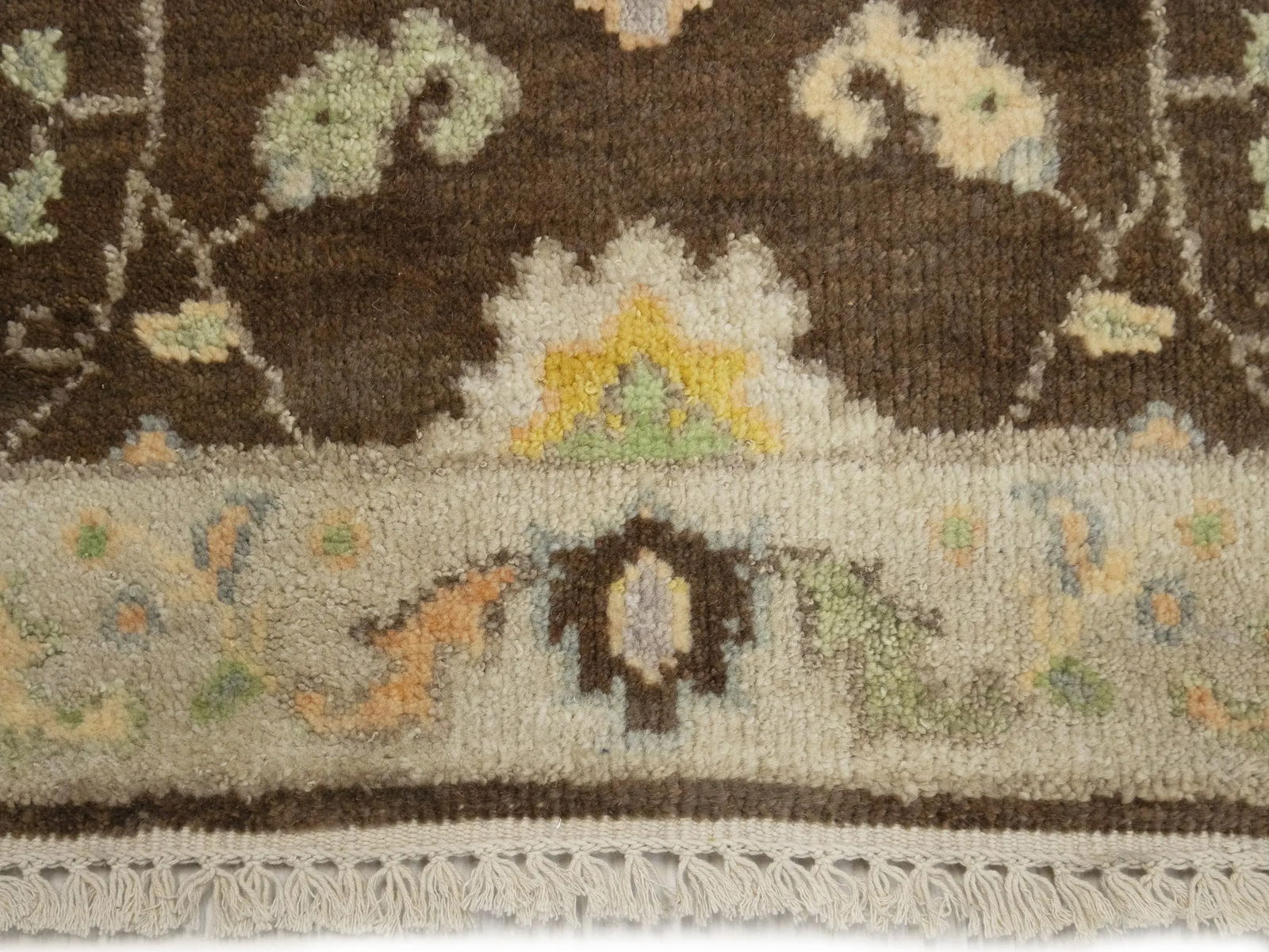 Muted Brown Floral 3X12 Transitional Oushak Chobi Oriental Runner Rug - 15