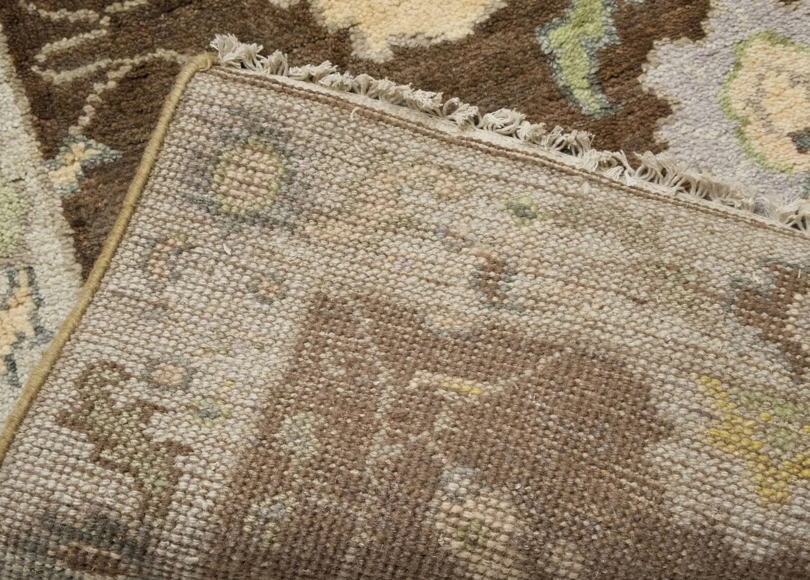 Muted Brown Floral 3X12 Transitional Oushak Chobi Oriental Runner Rug - 16