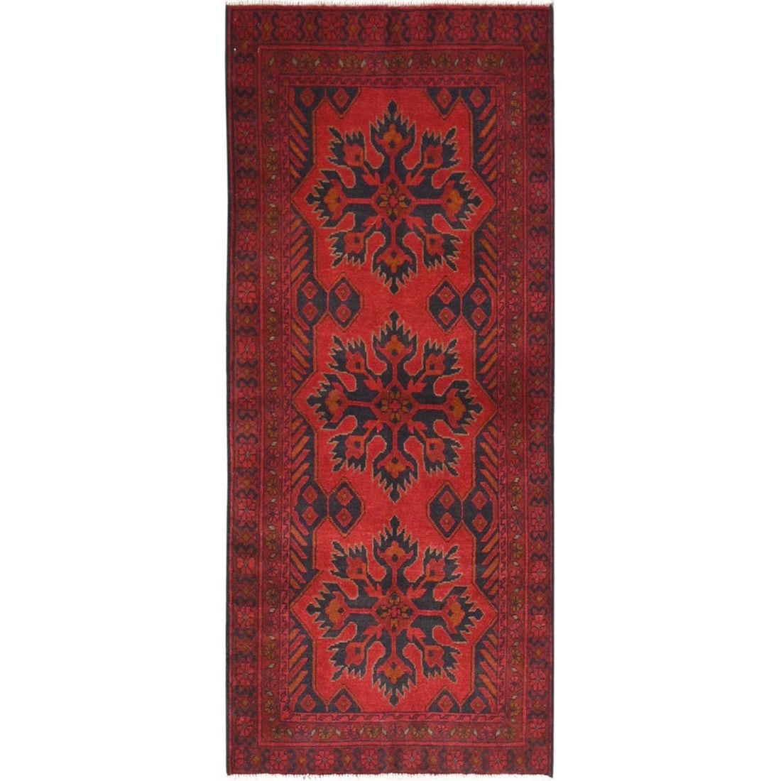 Imperial Red Afghan Andkhoy Soft Wool Hand Knotted Runner Oriental Rug: Title: Imperial Red Afghan Andkhoy Soft Wool Hand Knotted Runner Oriental RugDescription: This is a truly genuine one-of-a-kind. It has been Knotted for months and months in the centuries-old weaving