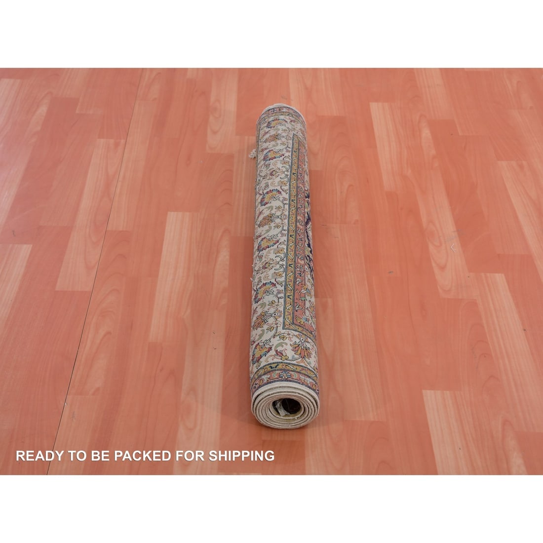 Alabaster White Hand Knotted Silk Intricate Medallion Design Rug - 5