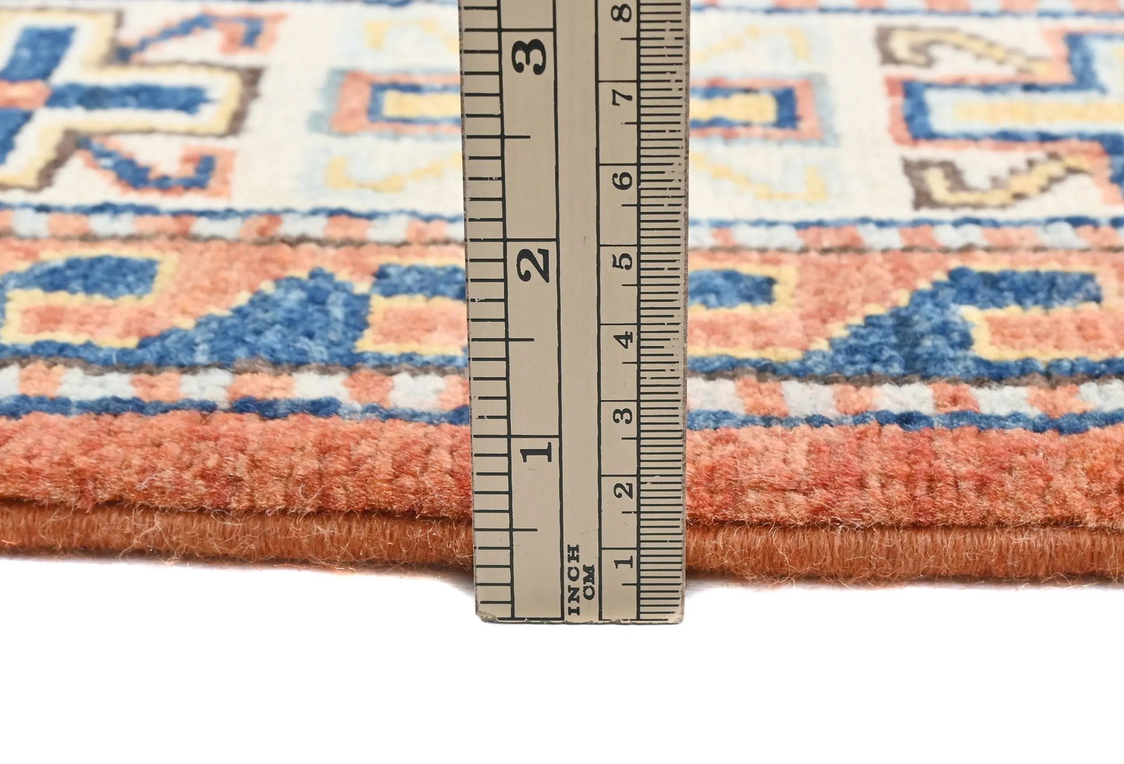 Dark Orange Modern Geometric 4X6 Kazak Oushak Pakistan Rug - 11