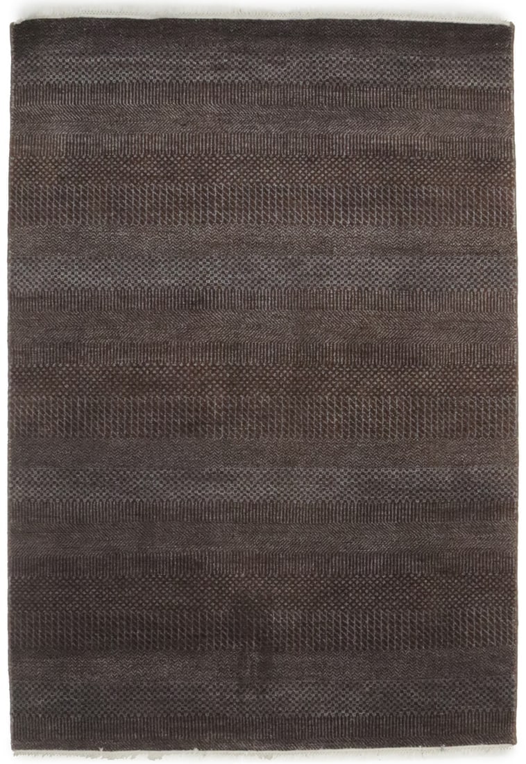 Brown Grass Design 4X6 Modern Oriental Rug: Title: Brown Grass Design 4X6 Modern Oriental RugDescription:Hand Knotted 4X6 brown Oriental rug made with vegetable dyes (fine wool pile and cotton foundation), exceptional knot count, and appealing