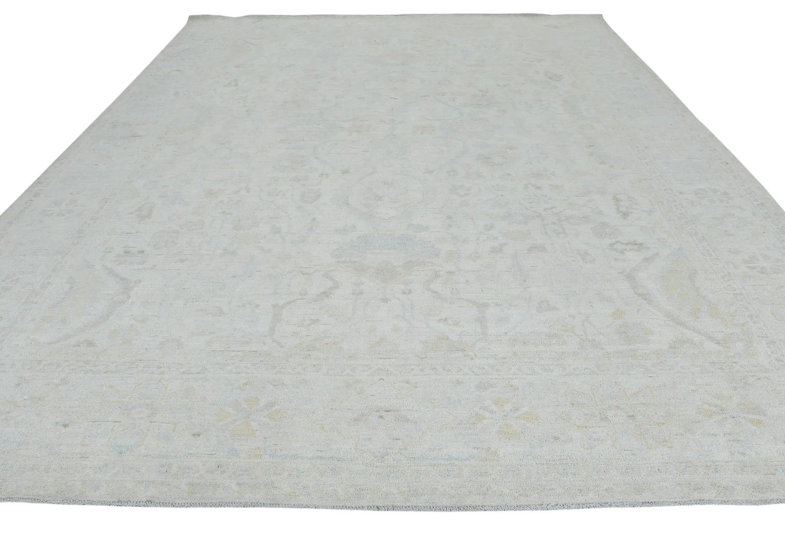 Muted Beige Floral Transitional 9X12 Oushak Oriental Rug - 10