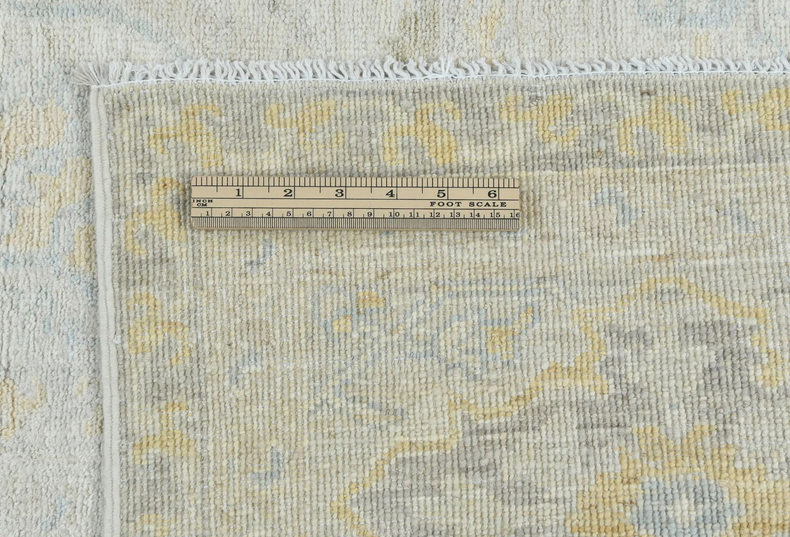 Muted Beige Floral Transitional 9X12 Oushak Oriental Rug - 12