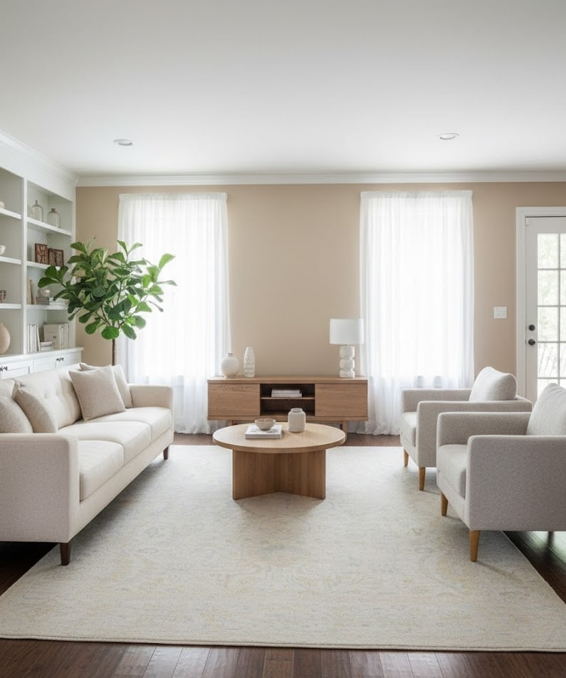 Muted Beige Floral Transitional 9X12 Oushak Oriental Rug - 2