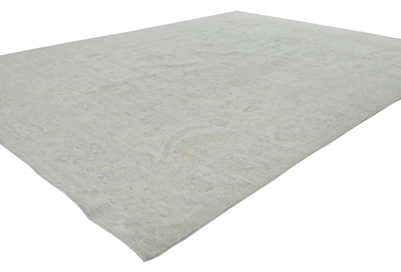 Muted Beige Floral Transitional 9X12 Oushak Oriental Rug - 4