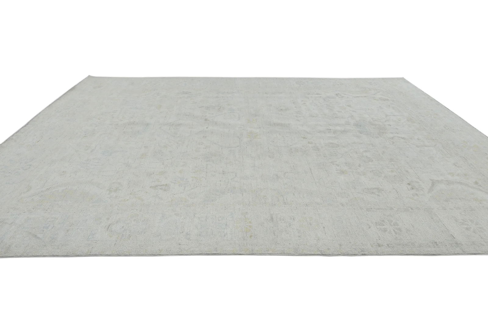 Muted Beige Floral Transitional 9X12 Oushak Oriental Rug - 5