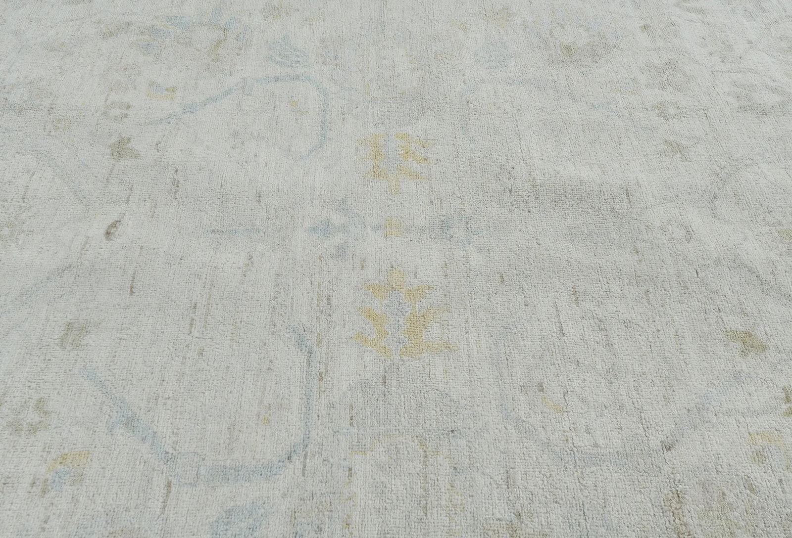 Muted Beige Floral Transitional 9X12 Oushak Oriental Rug - 6