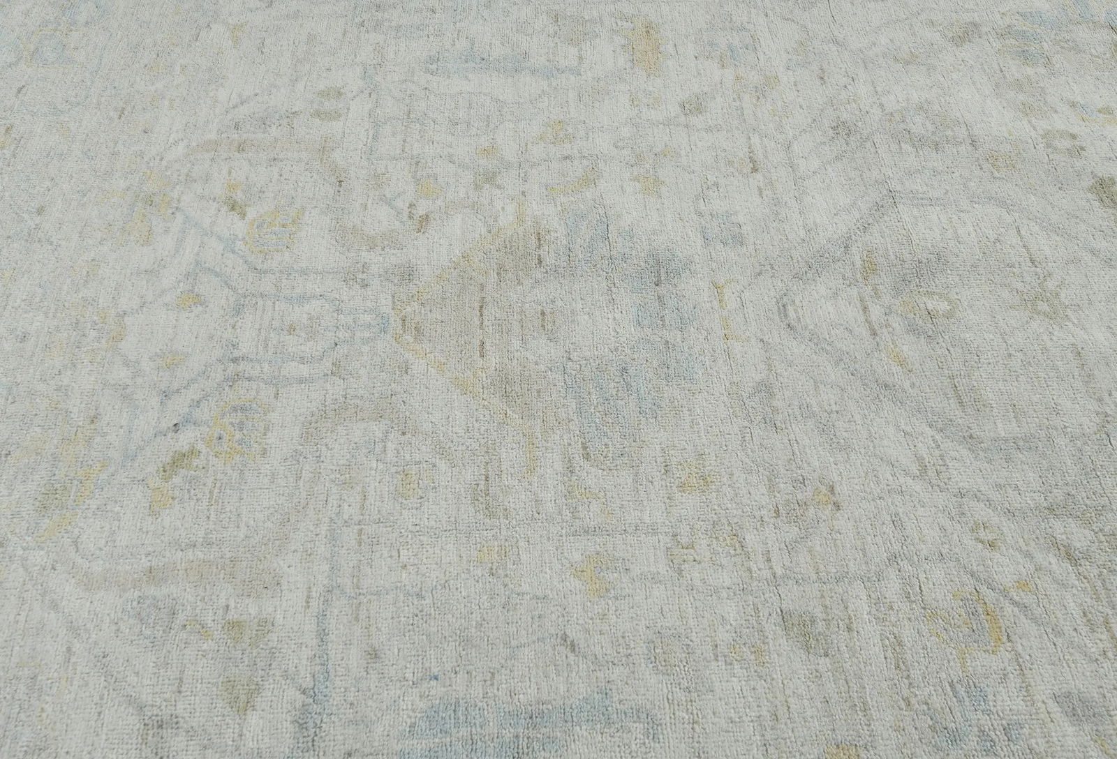 Muted Beige Floral Transitional 9X12 Oushak Oriental Rug - 7