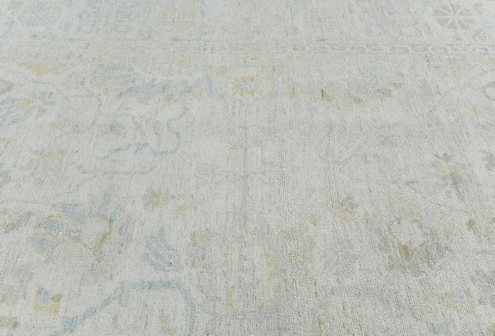 Muted Beige Floral Transitional 9X12 Oushak Oriental Rug - 8