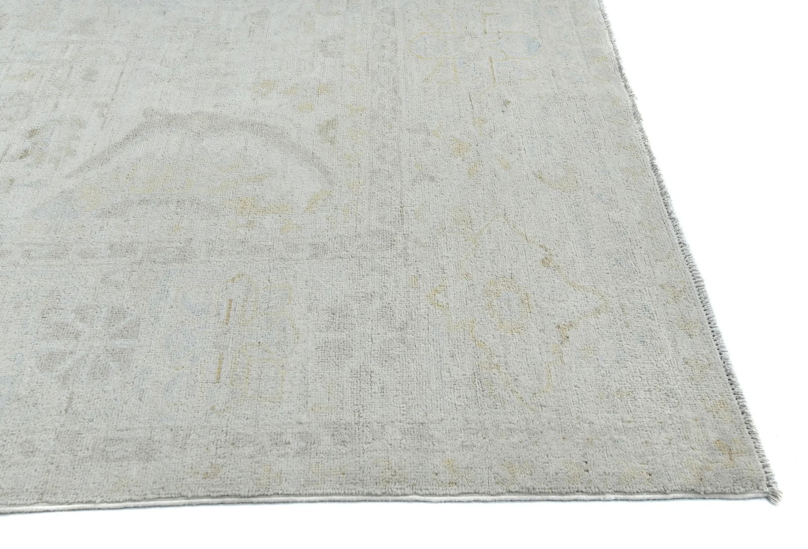 Muted Beige Floral Transitional 9X12 Oushak Oriental Rug - 9