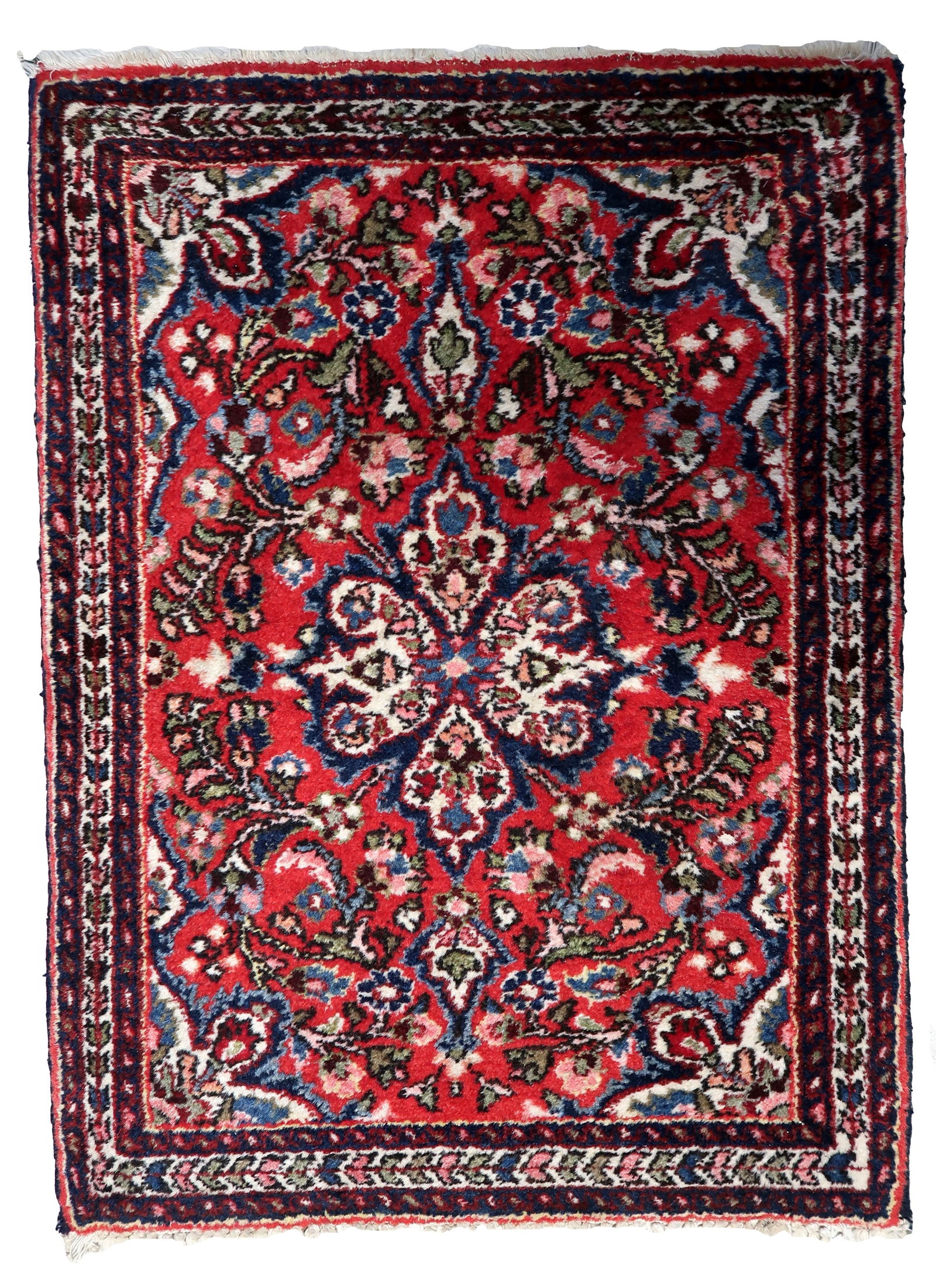 Handmade Vintage Persian Sarouk Rug 1.9' x 2.6' (60cm x 81cm) 1960s (1 of 10)