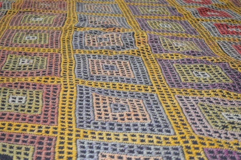 AFGHAN FLATWEAVE WOOL RUG: Title: AFGHAN FLATWEAVE WOOL RUGSize: 5'1X7'6Age: NEWOrigin: AFGHANStyle: MODERNMaterial: WOOLCare: PROFESSIONALStructure: FLATWEAVEDesign: KILIMS Reserve: $550.00 Shipping:Domestic: Shipping rates