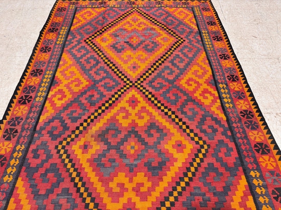 Hand-Knotted Maymana Kilim Tribal Flatweave Wool Oriental Rug 6'8" x 10'1" - 12