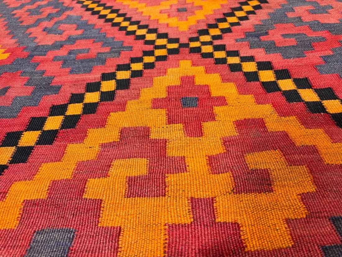 Hand-Knotted Maymana Kilim Tribal Flatweave Wool Oriental Rug 6'8" x 10'1" - 9