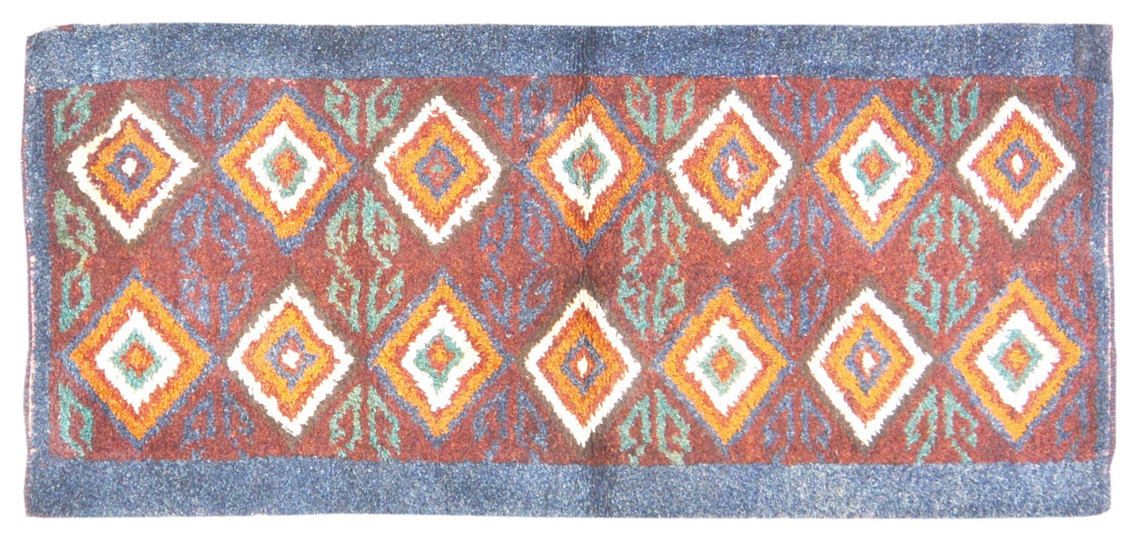 UZBEKISTAN HAND KNOTTED WOOL RUG: Title: UZBEKISTAN HAND KNOTTED WOOL RUGSize: 3'3X7'5Age: VINTAGEOrigin: UZBEKISTANStyle: JULKYRMaterial: WOOLCare: PROFESSIONALStructure: HAND KNOTTEDDesign: ANTIQUES Reserve: $750.00 