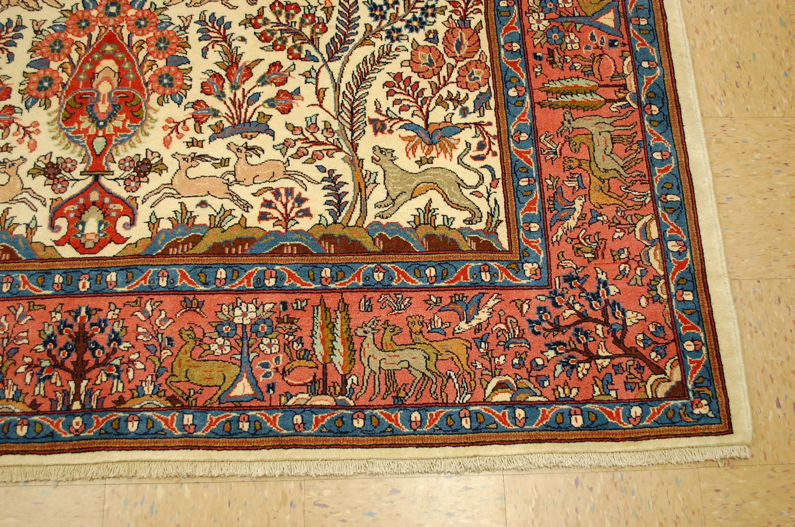 c1930s ANTIQUE TREE OF LIFE DESIGN PRSIAN SARUK RUG 7x10.4 KORK WOOL_HIGH KPSI - 3