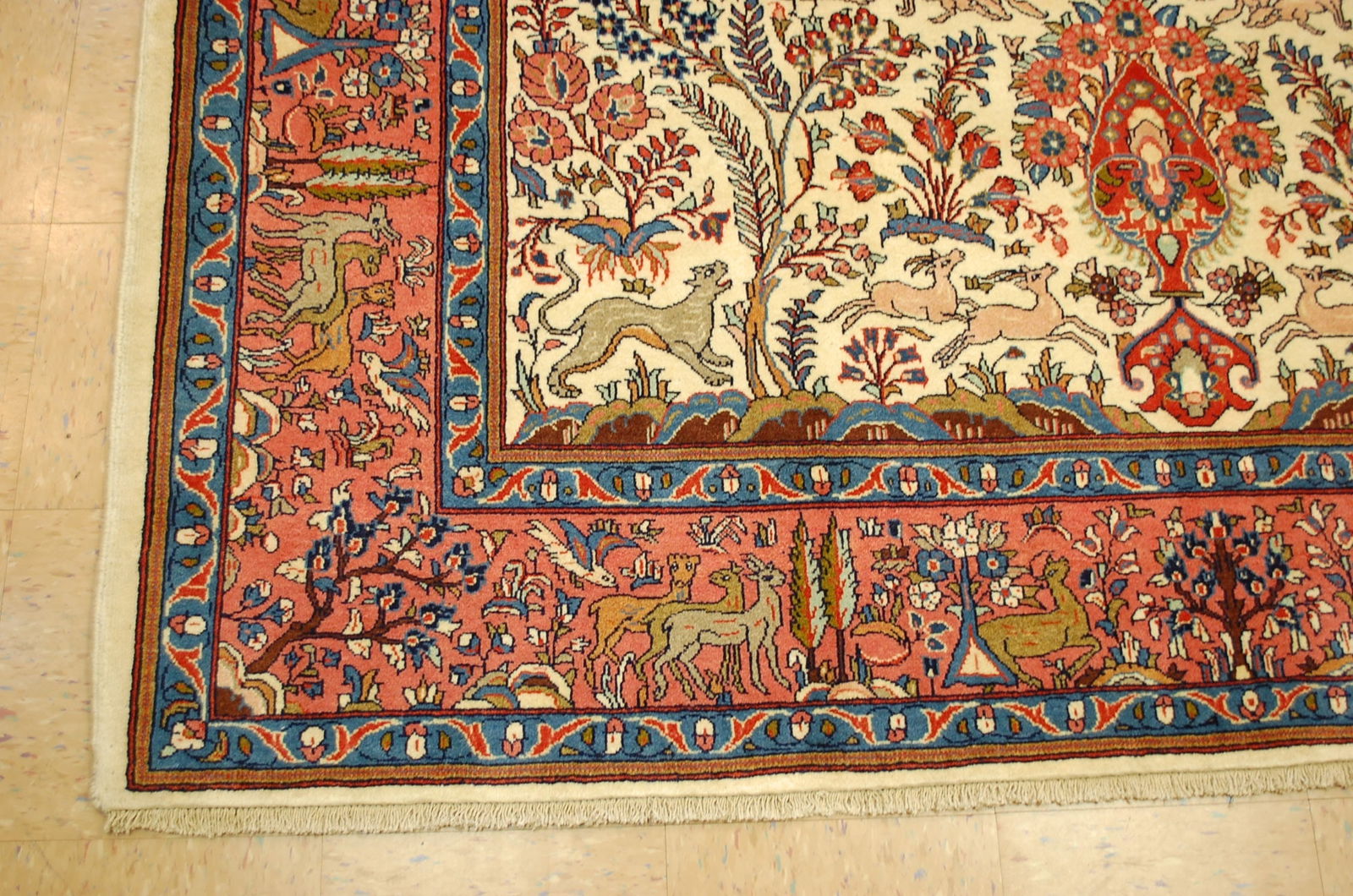 c1930s ANTIQUE TREE OF LIFE DESIGN PRSIAN SARUK RUG 7x10.4 KORK WOOL_HIGH KPSI - 4