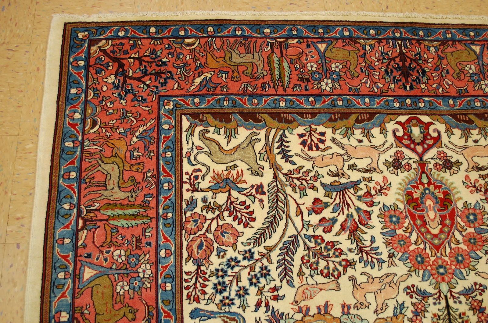 c1930s ANTIQUE TREE OF LIFE DESIGN PRSIAN SARUK RUG 7x10.4 KORK WOOL_HIGH KPSI - 5