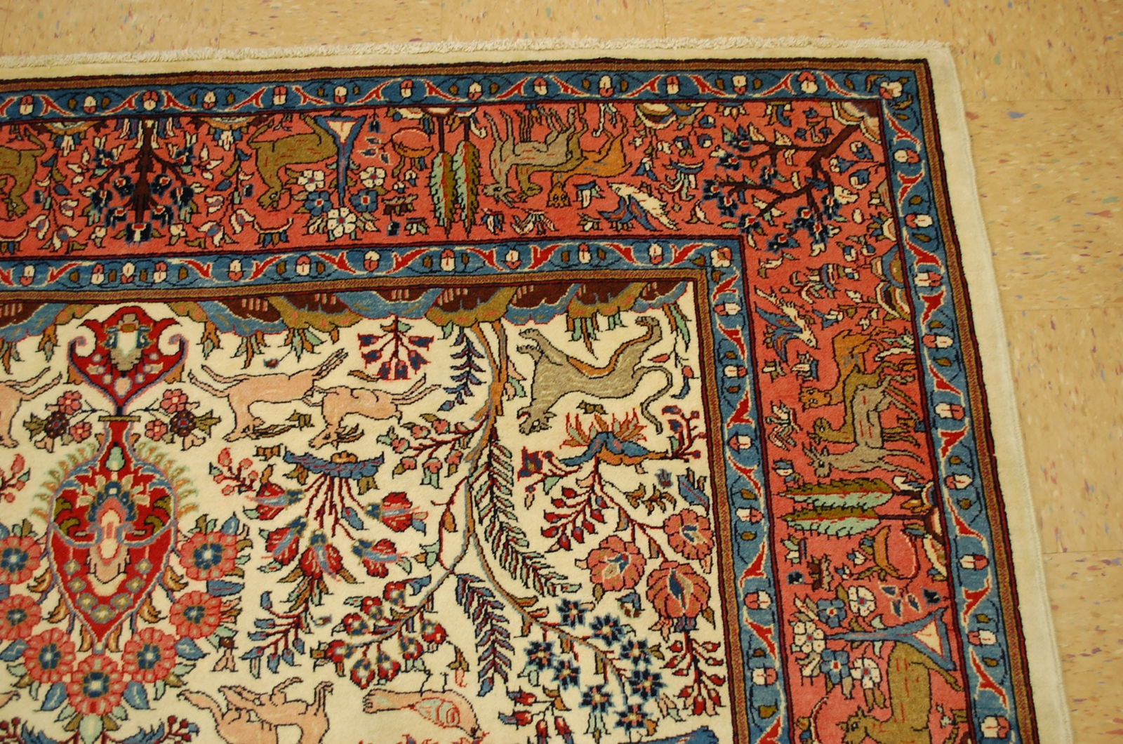 c1930s ANTIQUE TREE OF LIFE DESIGN PRSIAN SARUK RUG 7x10.4 KORK WOOL_HIGH KPSI - 6