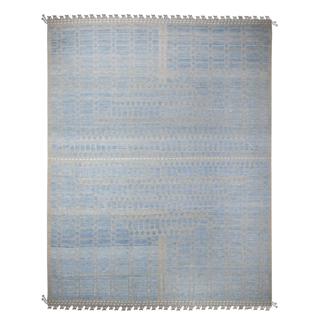Blue Hand Knotted Moroccan Weave Embossed Pile Oversized Oriental Rug: Title: Blue Hand Knotted Moroccan Weave Embossed Pile Oversized Oriental RugDescription: This is a truly genuine one-of-a-kind. It has been Knotted for months and months in the centuries-old weaving