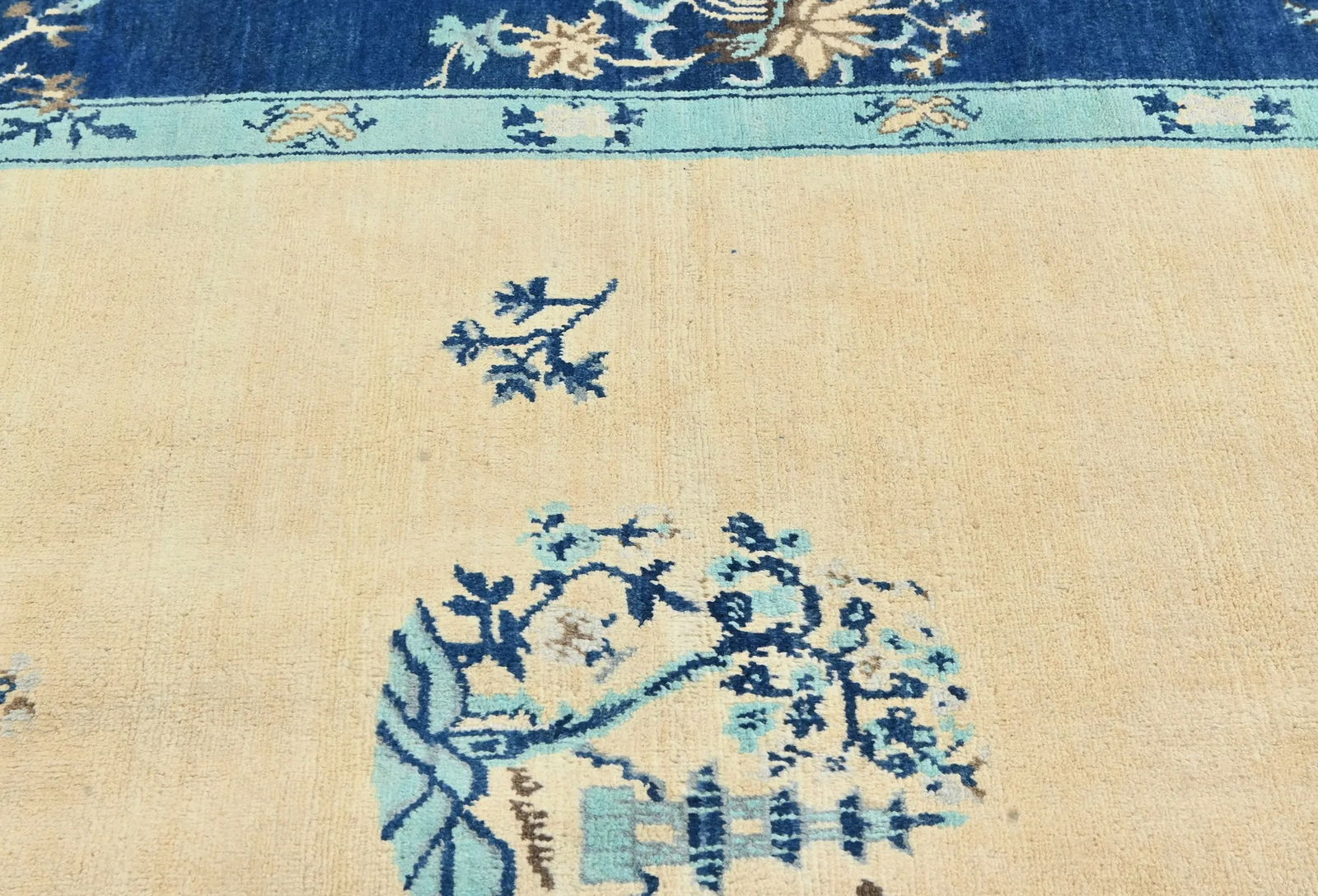 Cream Bordered Modern 5X6 Kazak Osuhak Pakistan Rug - 9