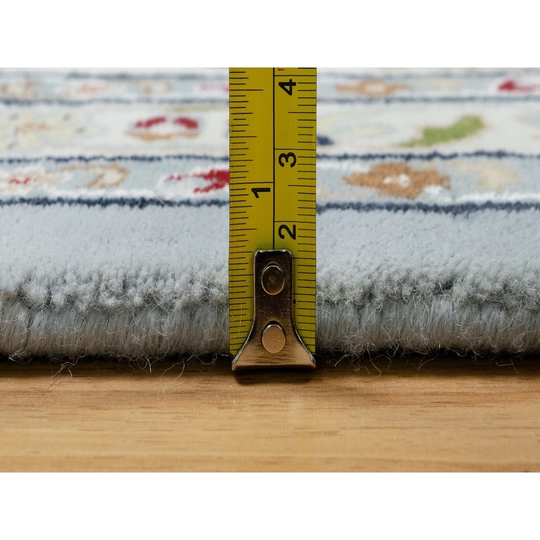 Beau Blue, Wool and Silk, Hand Knotted, Nain Design, 250 KPSI Rug - 10