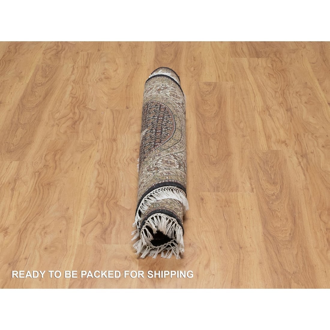 Black Tabriz Mahi with Fish Design 175 KPSI Hand Knotted Pure Wool Rug - 6