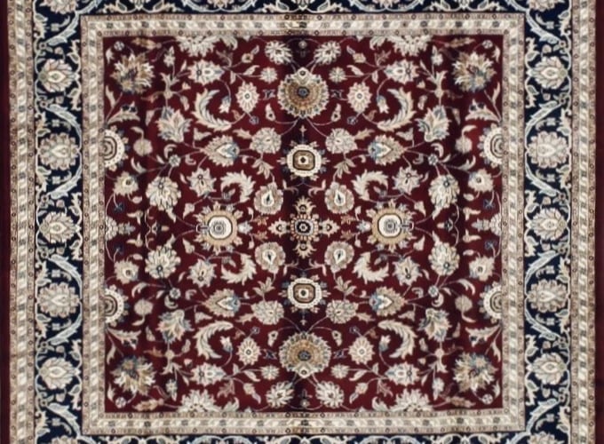 Hand Knotted Indo-Tabriz Red Wool Oriental Area Rug Carpet 7'9" x 8' - 4