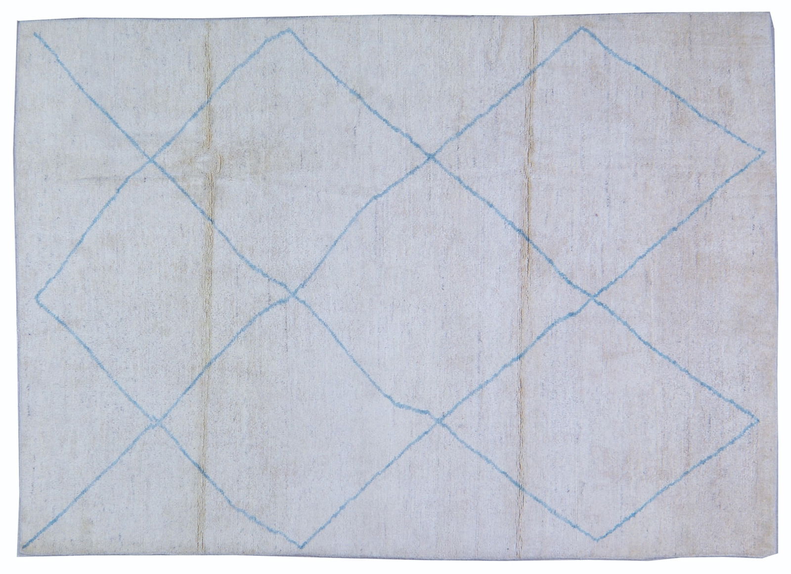MOROCCAN HAND KNOTTED WOOL RUG: Title: MOROCCAN HAND KNOTTED WOOL RUG Size: 5'7X8 Age: NEW Origin: MOROCCAN Material: WOOL Care: PROFESSIONAL Structure: HAND KNOTTED Design: MOROCCAN Reserve: $700.00 Shipping: Domestic: Shippi