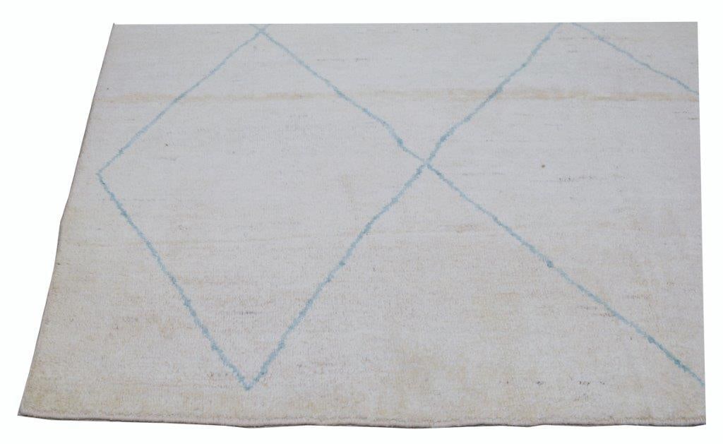 MOROCCAN HAND KNOTTED WOOL RUG - 4
