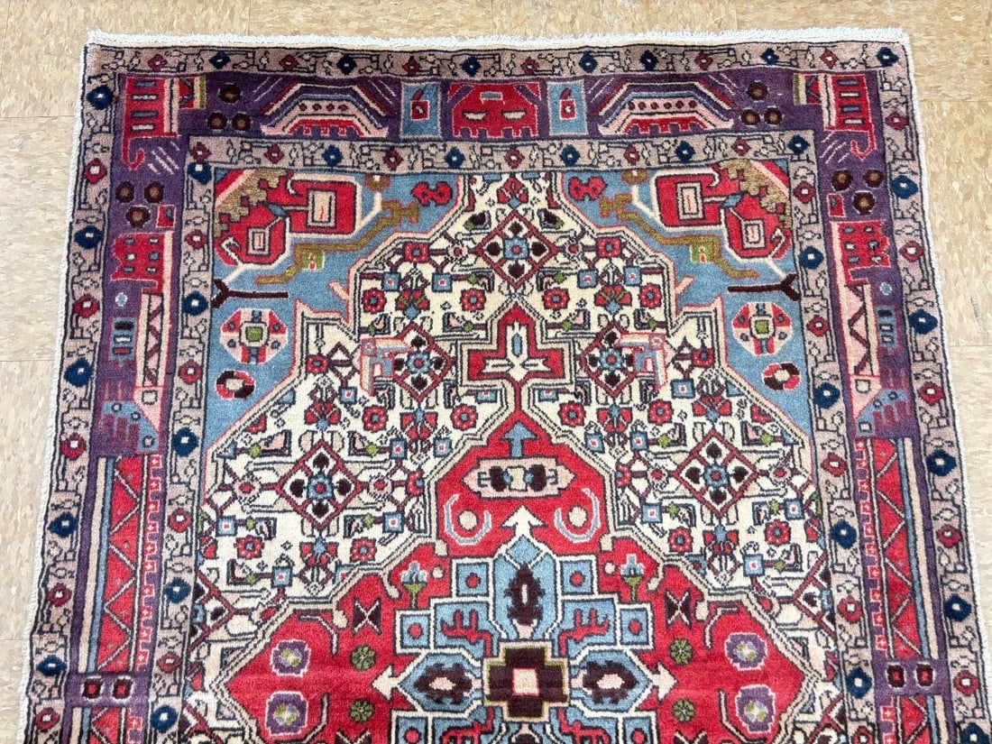 Hand Knotted Persian Nahavand Tribal Wool Rug 3'4" x 4'10" - 5
